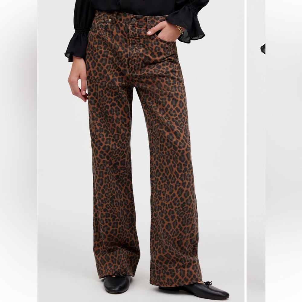 NWT Madewell low slung baggy jeans in leopard print, size 25